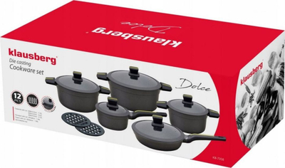 Set tenxheresh Klausberg Dolce (KB-7358), 12 elemente, të hirta