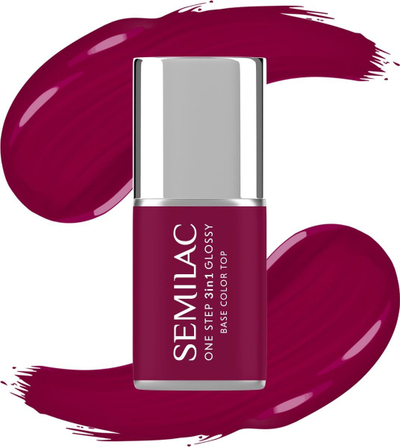 Llak gjysmë-permanent thonjsh Semilac One Step Glossy S775 Plum White, 3 në 1, i bardhë vjollcë