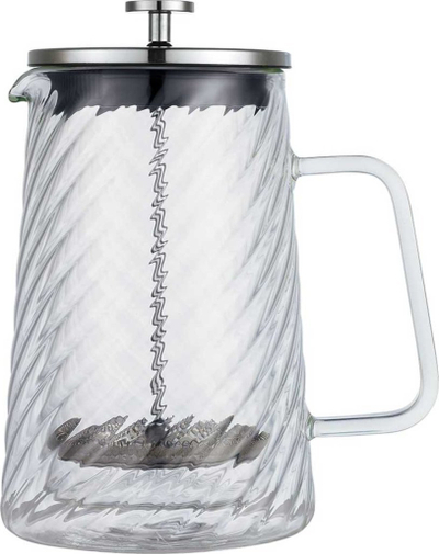 Aparat french press Klausberg KB7764, 1000ml, qelq, argjendtë