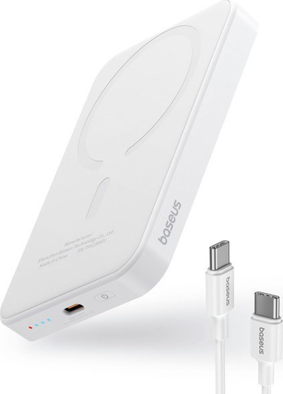 Power bank Baseus Magnetic Mini, 5000mAh, 20W, i bardh