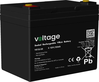 Bateri AGM Voltage VE12-33, 12V, 33Ah, gri