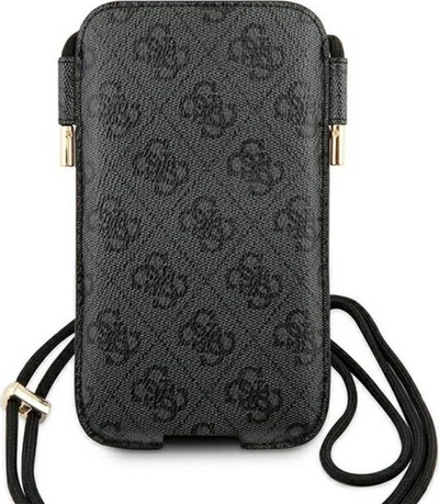 Çantë telefoni Guess 4G Metal Logo Pouch L, PU, me kordelë, gri