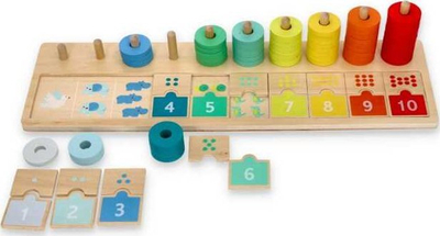 Puzzle druri edukative Lelin Learning to Count, numrat 1-10, shumëngjyrëshe