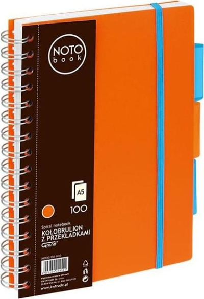 Fletore me spirale Grand A5, 100 fletë, me katrorë, portokalli