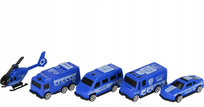 Set lodrash Mega Creative Truck Transporter Police, kamion policie me dy kate, aksesorë dhe makina të vogla, blu