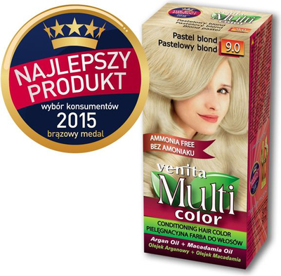Ngjyrë flokësh Venita MultiColor 9.0 Pastel Blonde, ushqyese, bionde pastel