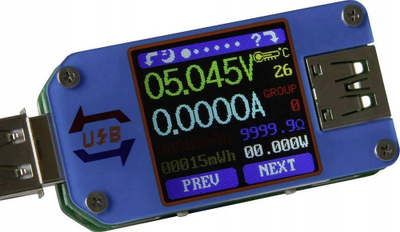 Multimetër USB Joy-it JT-UM25C, 24V 5A, ekran LCD me ngjyra, blu