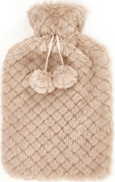 Топло шише за вода GiftDecor POMPON, 1.8L, со навлака, беж