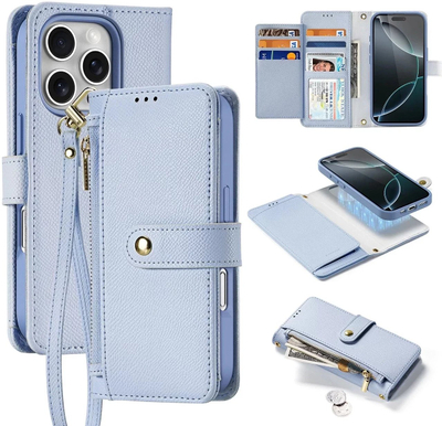 Kallëp‑portofol DUX DUCIS Lawa Series për iPhone 16 Pro Max, 2 në 1, MagSafe, blu