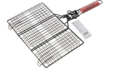 Shportë grilli Mustang Non-stick Grill Grates, metal, dorezë druri, e zezë