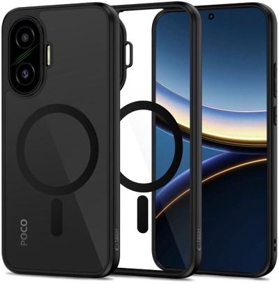 Kollaf telefoni Tech-Protect MagMat MagSafe për Xiaomi POCO F7, TPU dhe polikarbonat, transparente e zezë