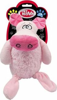 Плишана играчка за кучиња Aqua Nova Petnova Plush Squeaky Pig Large, 35cm, со свирче, розева боја