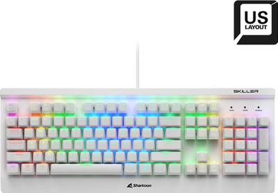 Tastierë gaming Sharkoon SKILLER SGK3 White, mekanike Kailh Red, RGB, e bardhë