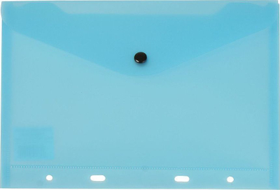 Folder Biurfol A5 PVC, me kapëse snap, blu transparent