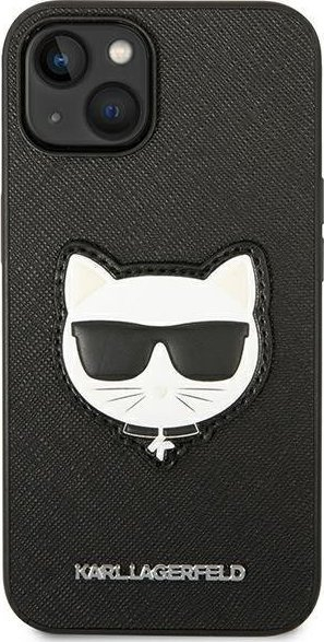 Mbulesë telefoni Karl Lagerfeld Saffiano Choupette Head, për iPhone 14 Plus, TPU, e zezë