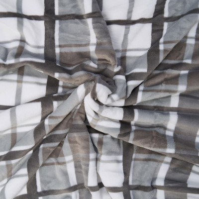 Batanije HEINNER Gray Checkered, pelush sherpa, 160x200 cm, gri