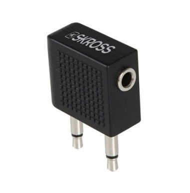 Adapter audio Skross për avion, për kufje personale, i zi