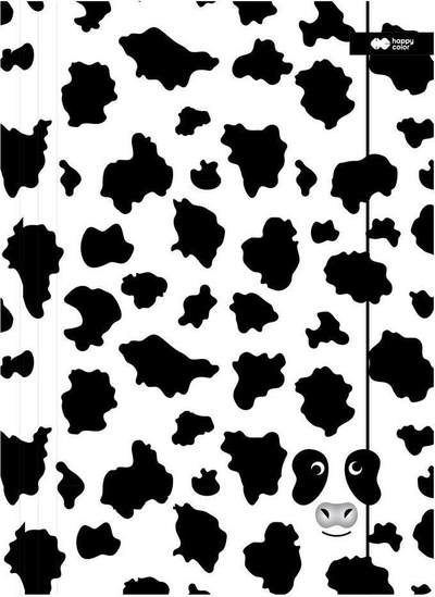 Dosje kartoni Happy Color Black and White Cow, me shirit elastik, 24x31cm