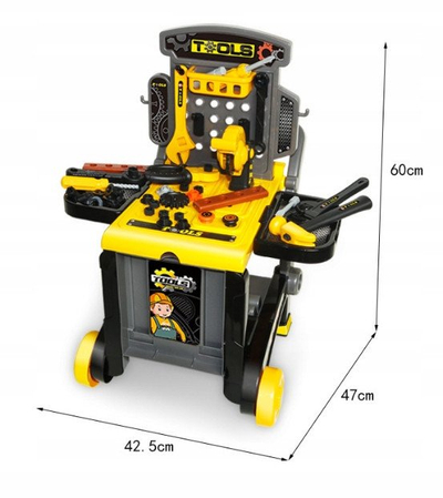 Karrocë lodrash Beta Tools, set veglash pune 3 në 1, gri verdhë