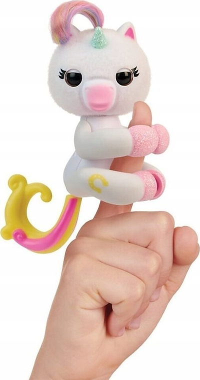 Lodër interaktive Fingerlings Cobi Lulu Unicorn 3112, 70+ tinguj, mbi gisht, e bardhë pastel