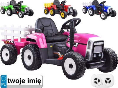 Traktor elektrik lodër PA0242 me rimorkio, 12V, me telekomandë, jeshil