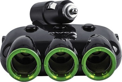 Karikues makine AWEI C-3S, 3 prize çakmaku + 2 USB, 3.1A, i zi / jeshil