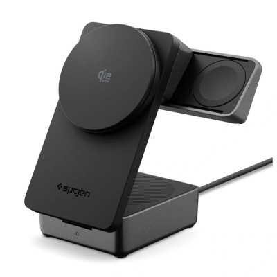 Karikues wireless Spigen MagSafe 3 në 1, 25W, Qi2.2, i zi