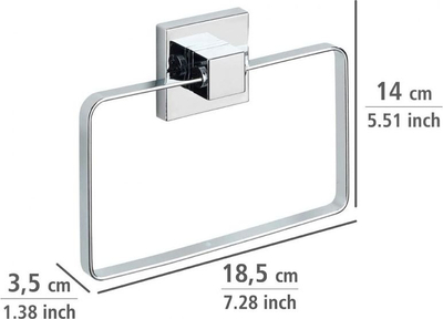 Mbajtëse peshqiri Wenko Single Rod, Vacuum Loc, çelik inox, argjend