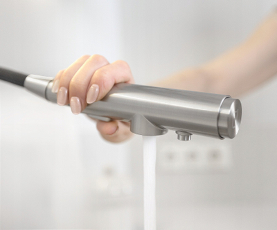 Rubinet kuzhine KFA Armatura Duero Pure, filtër Hydro+, grykë tërheqëse, inox