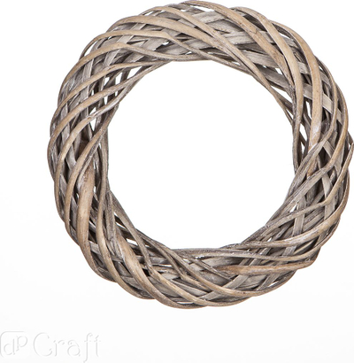 Декоративен венец од врбови прачки, 25 cm, сив
