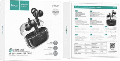 Kufje pa tela in ear Hoco EW22, TWS ENC, Bluetooth 5.3, të zeza