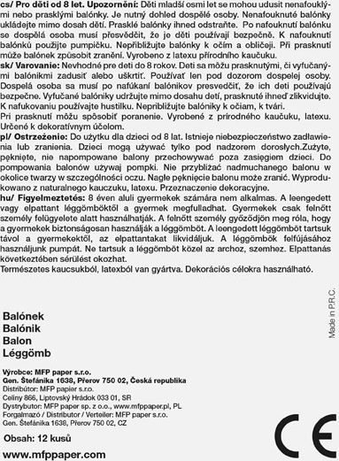 Balona feste MFP Party, formë arushi, 12 copë, shumëngjyrëshe