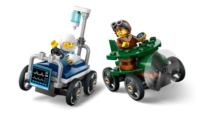 Set lodrash Lego City 60459 Airplane Vs Hospital Bed, ndërtim garash, 5+ vjeç, shumëngjyrësh