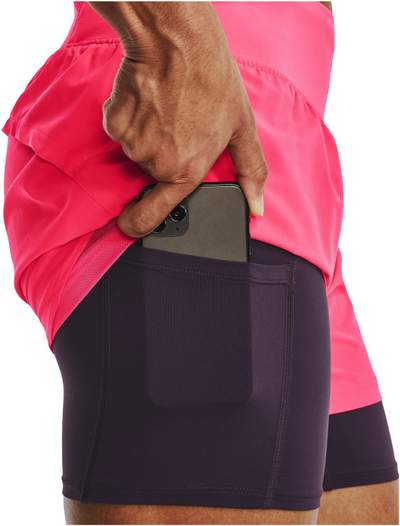Shorce vrapimi Under Armour UA Run Elite 2in1 për femra, material që thahet shpejt, bel i lartë, rozë