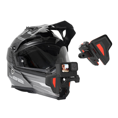 Mbajtës helmetë motori Telesin Butterfly, për GoPro, me shirit Velcro, zi e kuqe