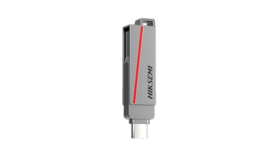 USB flash Hiksemi Dual Slim, 128GB, USB C dhe USB A, gri metalik