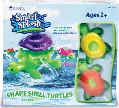 Lodër me uj Learning Resources Smart Splash Shape Shell Turtles, set me 8 copë, për mësim formash, shumëngjyrëshe