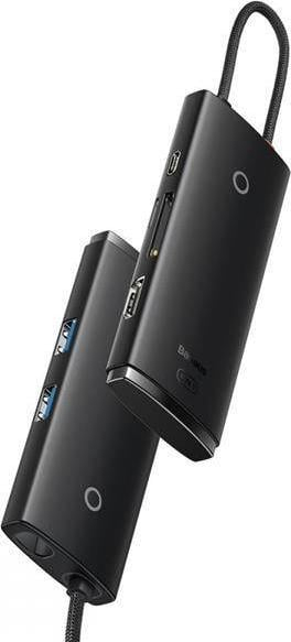 HUB USB C Baseus 6 në 1, HDMI, 3x USB 3.0, gri
