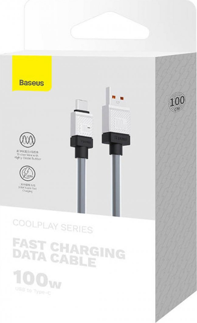 Kabllo USB Baseus CoolPlay CAKW000601, USB-A në USB-C, 1 m 100W, i zi