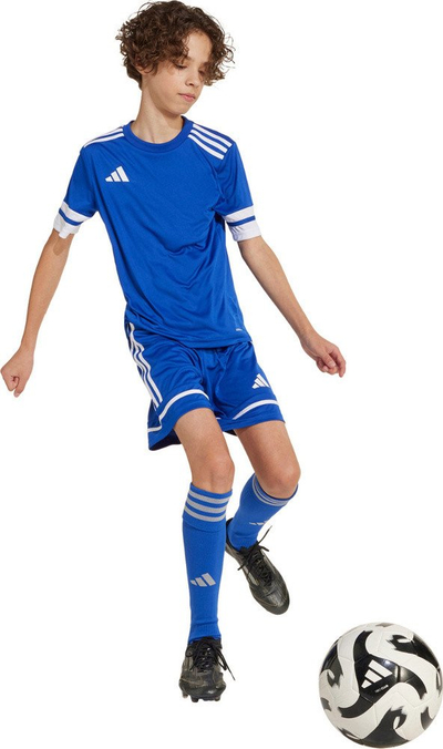 Shorta sportive për kalamaj adidas Squadra 25 Jr JN5455, poliester i ricikluar, me teknologjinë Aeroready, blu