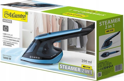 Пароструен уред за облека Maestro MR-315C, 1800W, резервоар 180 ml, сина и црна