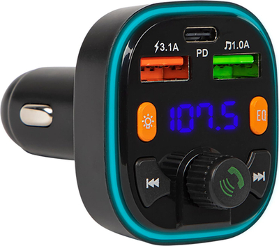 Transmetues FM Bluetooth për makinë, QC 3.0 PD 20W, 2x USB, i zi