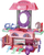 Играчка масичка за шминкање House 2in1, со огледало, сет додатоци, розово-виолетова