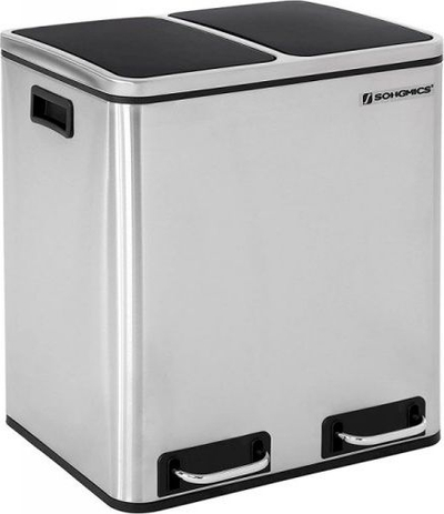 Kosh riciklimi SONGMICS LTB30H, 2x15L, inox, ngjyrë argjendi