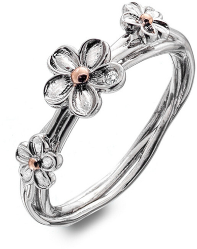 Unazë Hot Diamonds DR214, argjend 925, me lule Forget Me Not, argjendi