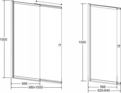 Paravan për vaskë Besco, 2 pjesë, xham sigurie 4mm, profil alumini i zi, 100 x 150cm