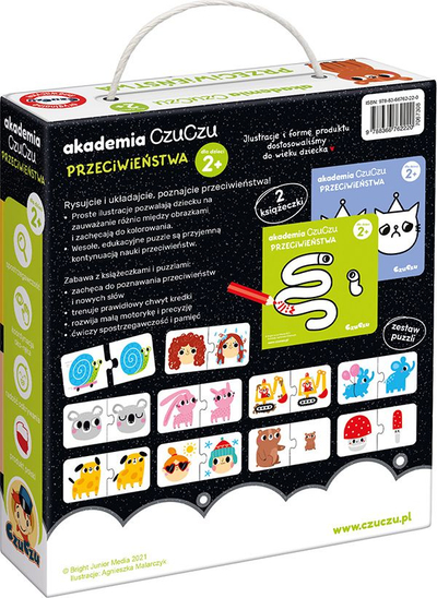 Set edukativ CzuCzu Opposites, libër me ngjyrosje dhe puzzle, për kalamaj mbi 2 vjeç