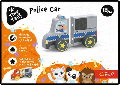 Lodër druri makinë policie Trefl Tiny Tails, me magnet