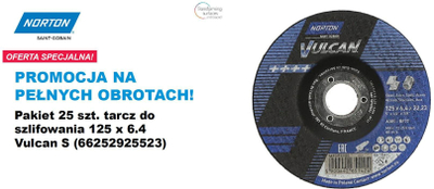 Disk bluarës për metal Norton Vulcan 125mm x 6.4mm, set 25 copë