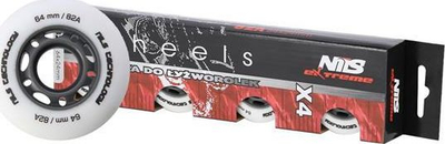 Rrota patinash Nils PU, 64 mm 82A, set 4 copë, e bardhë mat